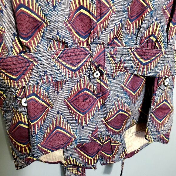 Anthropologie Elevenses Geo Safari Vest Women Size Small Utility Pockets Belt - Picture 9 of 12